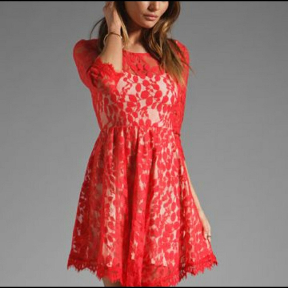 Free People floors mesh dress in red hot!